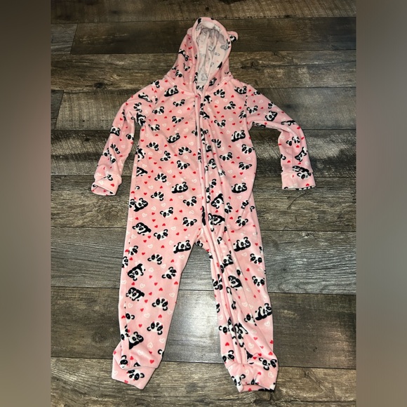Urban Kids 18-24 months pink onesie with hood and ears pandas and hearts - Picture 5 of 5